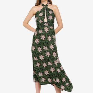 TOPSHOP Halter Neck Floral Crepe Midi Dress TIKI STYLE